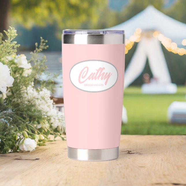 Blush Pink Stilistische Brautjungfrau Thermobecher (Hochzeit (gedreht))