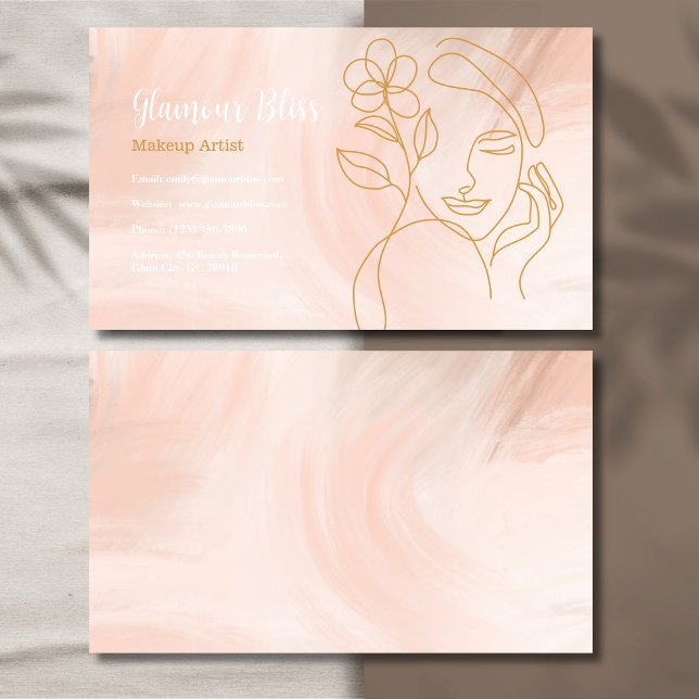 Blush Pink Stilvolle Makeup Artist Salon Visitenkarte (Von Creator hochgeladen)