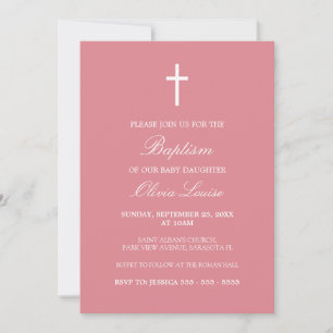 Blush Pink Stilvolle traditionelle Taufe Einladung