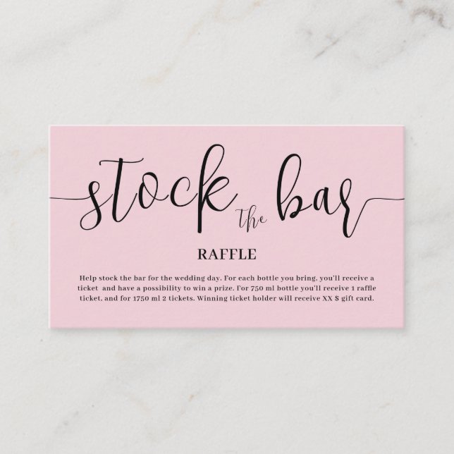 Blush Pink Stock the bar Bridal Shower  Begleitkarte (Vorderseite)