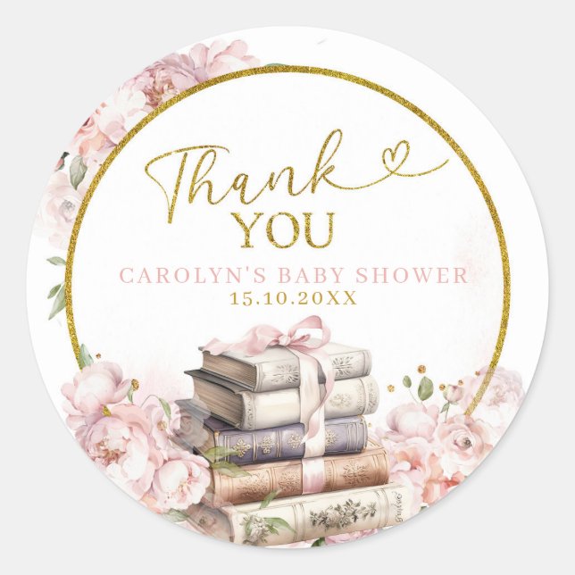 Blush Pink Storybook Kinderdusche Danke Sticker (Vorderseite)