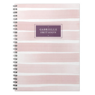 Blush Pink Streifen Lila Name Personalisiert Notizblock