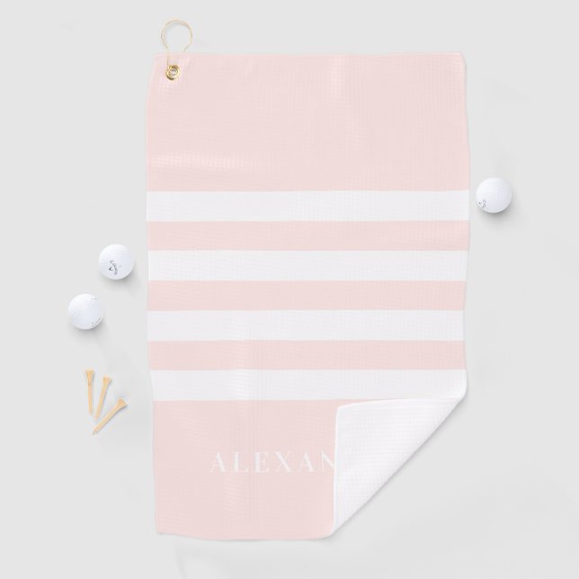 Blush Pink Streifen Muster Personalisiertes Golfha Golfhandtuch (Insitu)