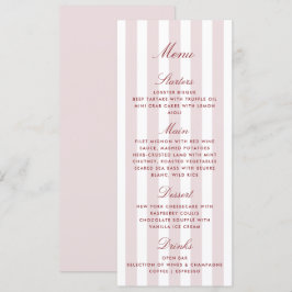 Blush Pink Stripes Moderne Speisekarte für Hochzei Menükarte