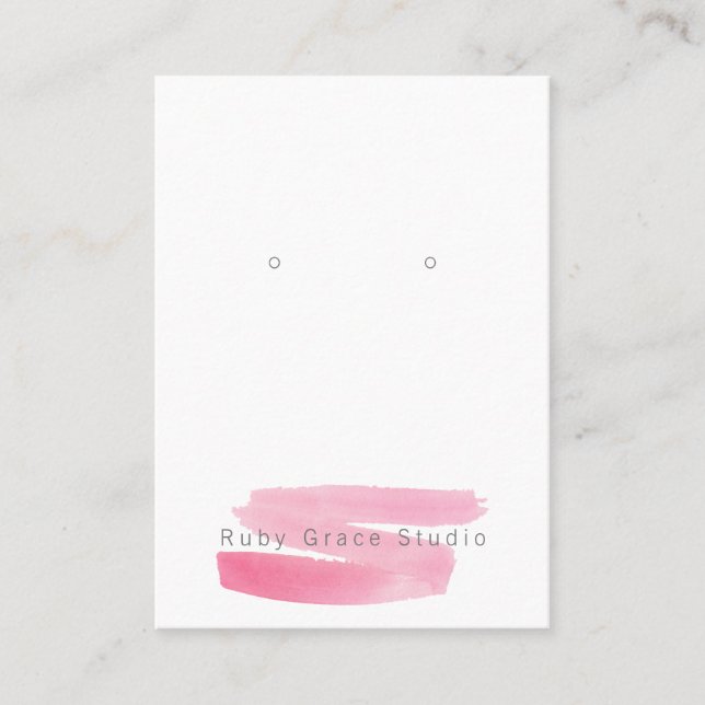 Blush Pink Stroke Earring Display Card Visitenkarte (Vorderseite)