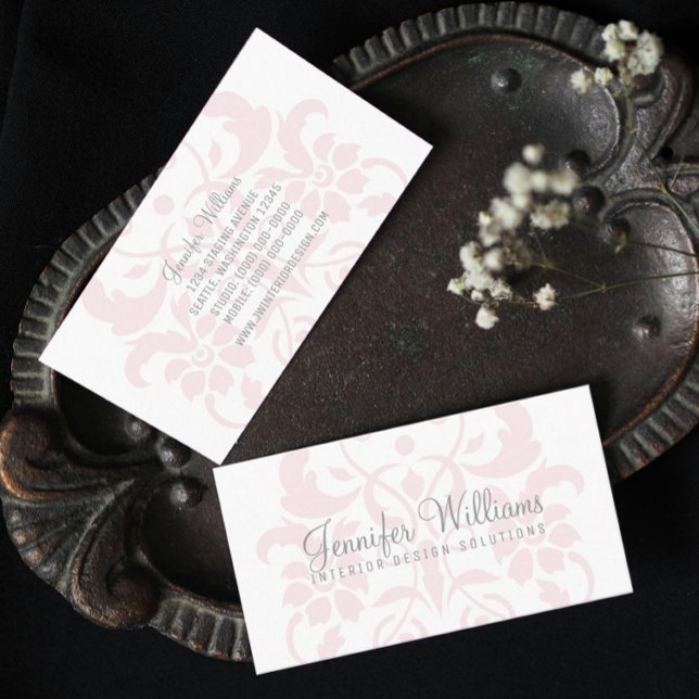 Blush Pink Subtile Damask Visitenkarte (Blush Pink Subtle Damask Business Cards)