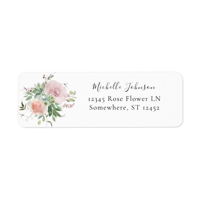 Blush Pink & Succulous Floral Rücksendeadresse Eti (Vorne)