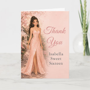 Blush Pink Sweet 16 Dankeskartenbeschreibung: Dankeskarte