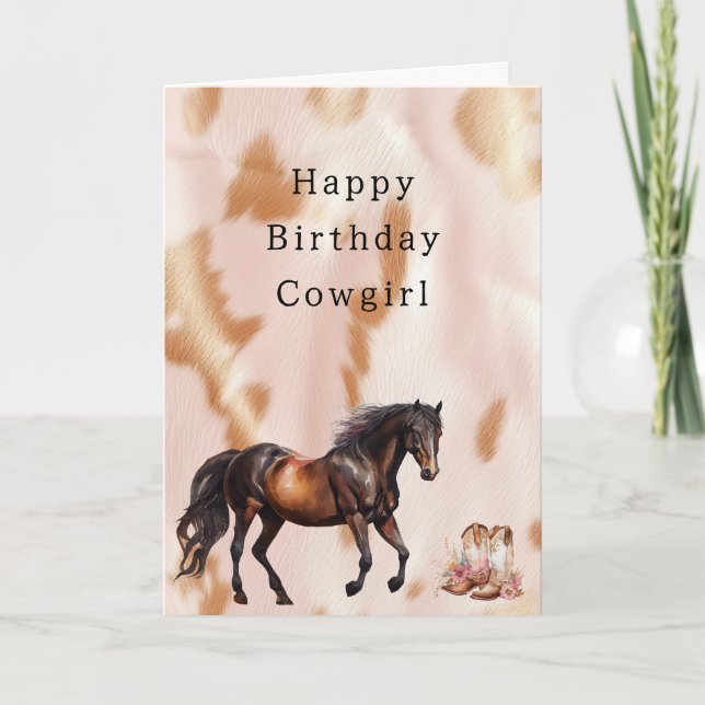 Blush Pink Tan Südwest Imitats Cowgirl Cowhide Karte (Vorderseite)