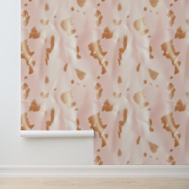 Blush Pink Tan Südwest Imitats Cowgirl Cowhide Tapete (Anwendung)
