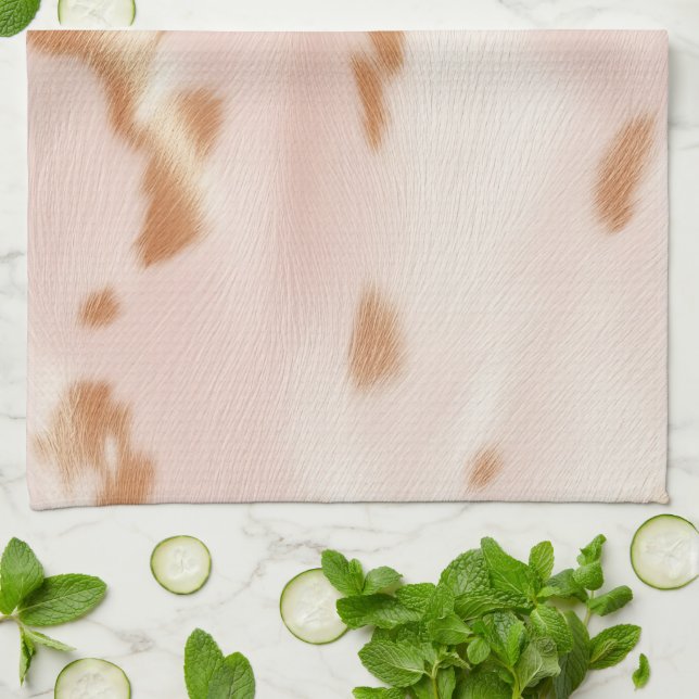 Blush Pink Tan Südwest Imitats Cowhid Geschirrtuch (Gefaltet)