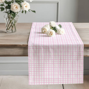 Blush Pink Tartan Runner Modernes Dinner Table Set Großer Tischläufer
