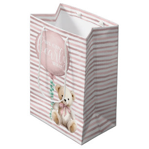 Blush Pink Teddy Bear Baby Geschenktasche Mittlere Geschenktüte