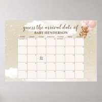 Blush Pink Teddy Bear rät den Fälligkeitskalender