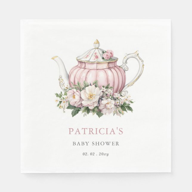Blush Pink Tee Party Girl Babydusche Serviette (Vorderseite)