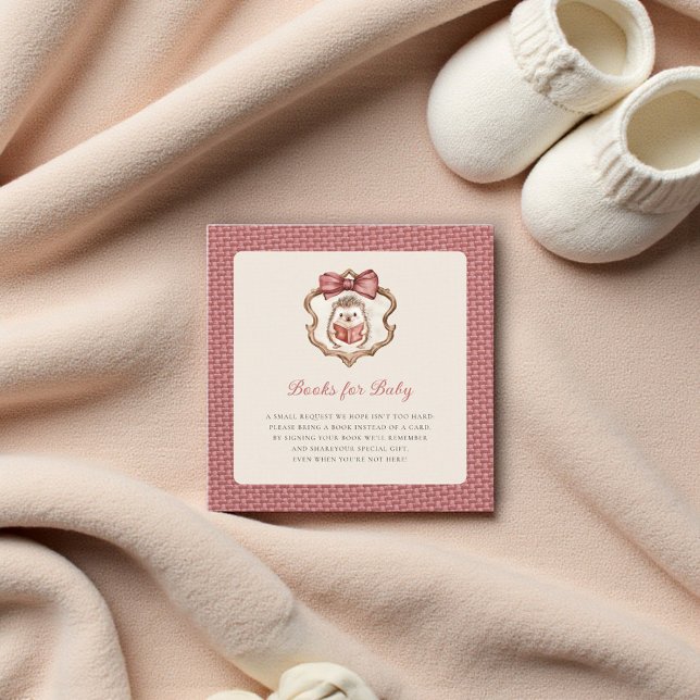 Blush Pink Textured Hedgehog Baby Shower Book  Begleitkarte (Von Creator hochgeladen)