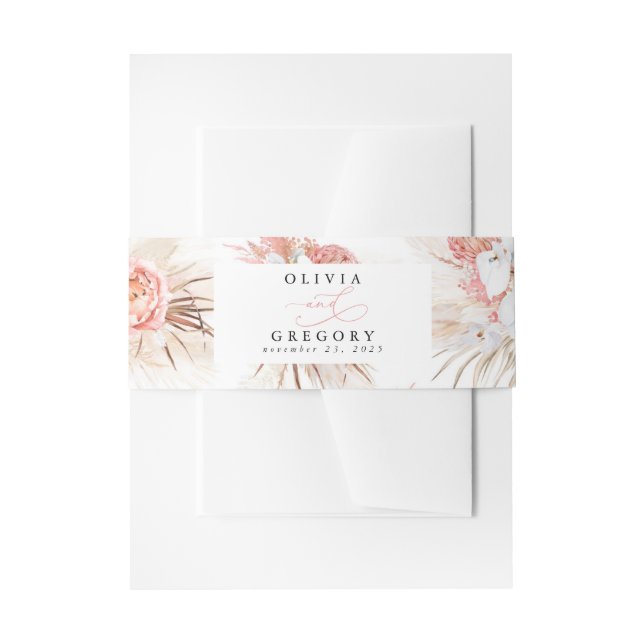 Blush Pink Textured Modern Minimal Hochzeit Einladungsbanderole (Vorderseite Beispiel)