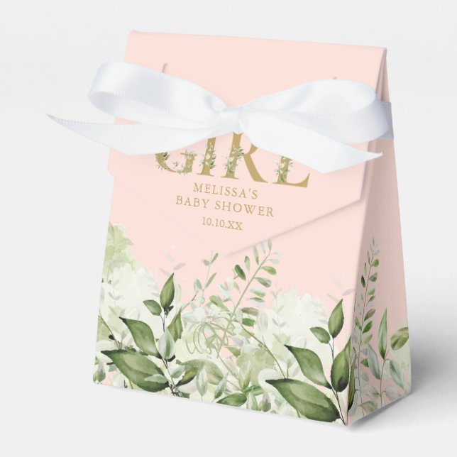 Blush Pink The A Girl Greenerity Gold Baby Dusche Geschenkschachtel (Vorderseite)