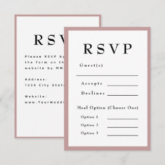 Blush Pink Timeless Wedding RSVP Karte