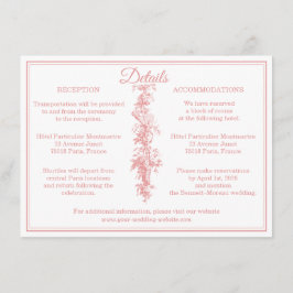 Blush Pink Toile de Jouy Wedding Details Enclosure Begleitkarte