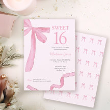 Blush Pink trendy Bow Ribbon Coquette Sweet 16 