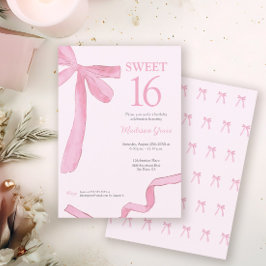 Blush Pink trendy Bow Ribbon Coquette Sweet 16 Einladung