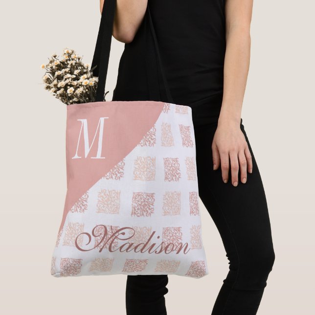 Blush Pink Trendy Girly Initial Name Monogram Tasche (Von Nahem)
