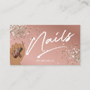 Blush Pink Trendy Glitzer Moderner Nagelkünstler Visitenkarte