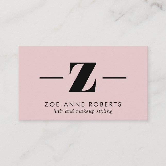 Blush Pink Trendy Letter Z Monogram Haar Makeup Visitenkarte (Vorderseite)