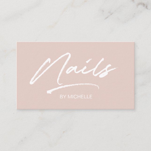 Blush Pink Trendy Moderne Minimalistische Nagelkün Visitenkarte (Vorderseite)