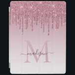 Blush Pink Tropfen Glitzer Sparkasse Monogramm-Skr iPad Hülle<br><div class="desc">Rosa Tropfen Glitzer Sparkle Monogram Script iPad Smart Cover</div>