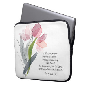 Blush Pink Tulips White Bible Verse Christlich Laptopschutzhülle
