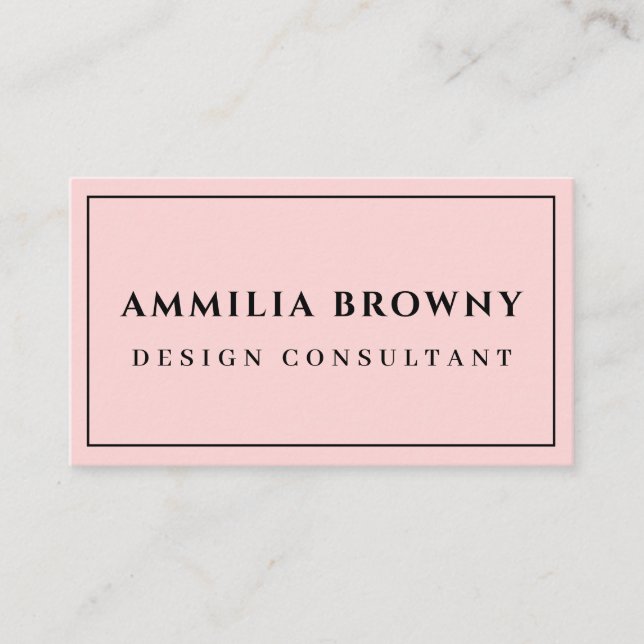 Blush Pink Typografie | Elegant Chic Feminine Visitenkarte (Vorderseite)