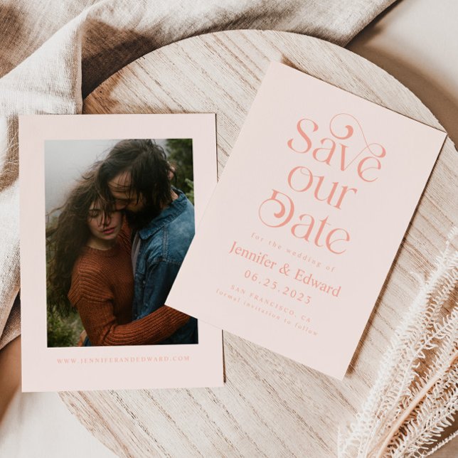 Blush Pink Typografy Wedding Save The Date (Von Creator hochgeladen)