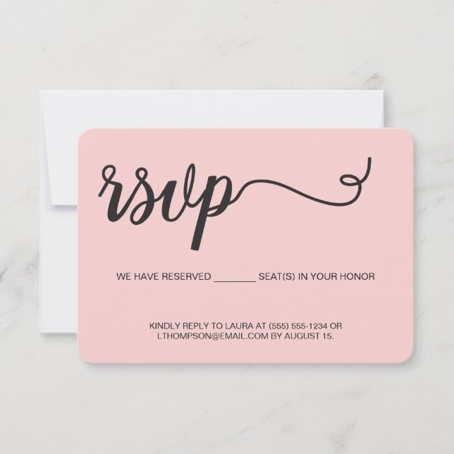 Blush Pink UAWG ohne Mailing Reservierung Sitzplat RSVP Karte (Vorderseite)