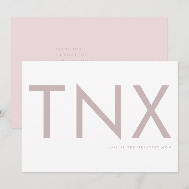 Blush Pink Ultra Modern Bold Big Danke Mutter (Vorne/Hinten)