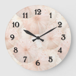 Blush Pink Umbrellas Stripes Große Wanduhr
