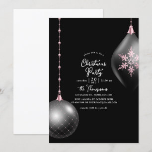Blush Pink und Black Christmas Party Einladung
