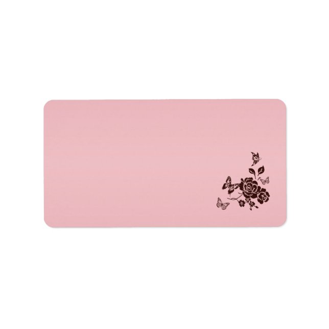 Blush Pink und Brown Floral Address Label Blank Adressaufkleber (Vorne)