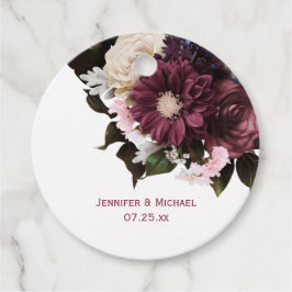 Blush Pink und Burgundy Bouquet Wedding White Bkgd Geschenkanhänger