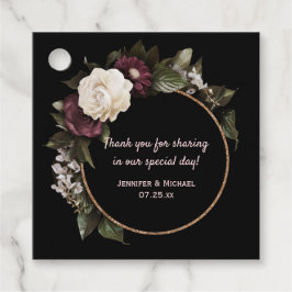 Blush Pink und Burgundy Floral auf Black Wedding Geschenkanhänger
