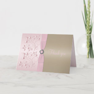 Blush Pink und Champagner Floral Danke Ihre Karte