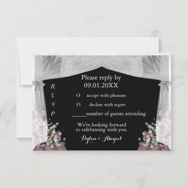 Blush Pink und Dusty Sage Wedding RSVP Einladung (Vorderseite)