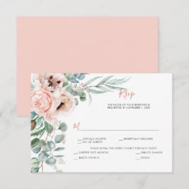 Blush Pink und Elfenbein, Eukalyptus, Grüne RSVP Karte