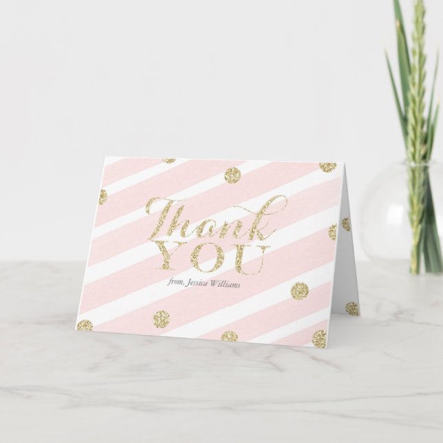 Blush Pink und Gold Baby Dusche | Dankeskarten Dankeskarte (Vorderseite)