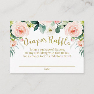 Blush Pink und Gold Baby Dusche Windeln Raffel Begleitkarte