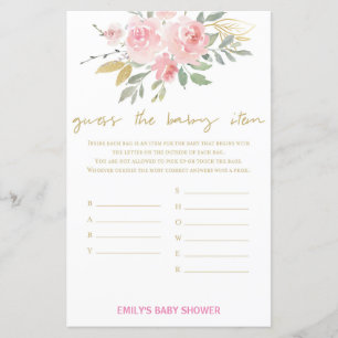 Blush Pink und Gold Baby Duschgame DRUCKT