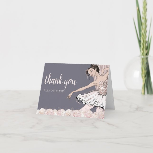 Blush Pink und Gold Ballerina Danke Karte (Vorderseite)
