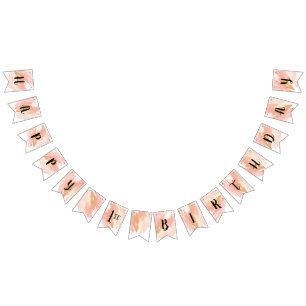Blush Pink und Gold Birthday Bunting Flag Wimpelkette