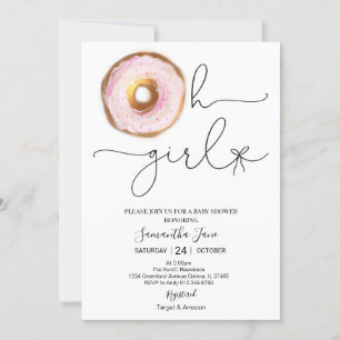 Blush Pink und Gold Donut Oh Girl Baby Dusche Einladung
